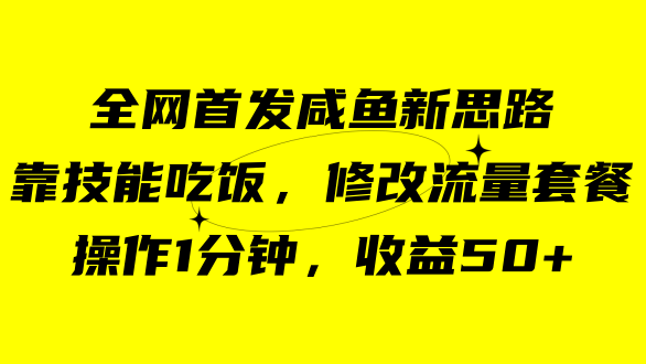 咸鱼冷门新玩法，靠“技能吃饭”，修改流量套餐，操作1分钟，收益50-优优资源网