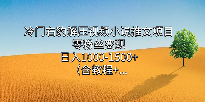 冷门右豹解压视频小说推文项目，零粉丝变现，日入1000-1500 （含教程）-优优资源网