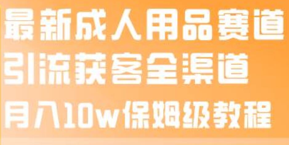 最新成人用品赛道引流获客全渠道，月入10w保姆级教程-优优资源网