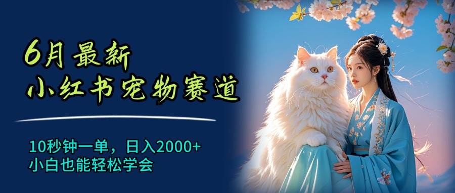 6月最新小红书宠物赛道，10秒钟一单，日入2000+，小白也能轻松学会-优优资源网