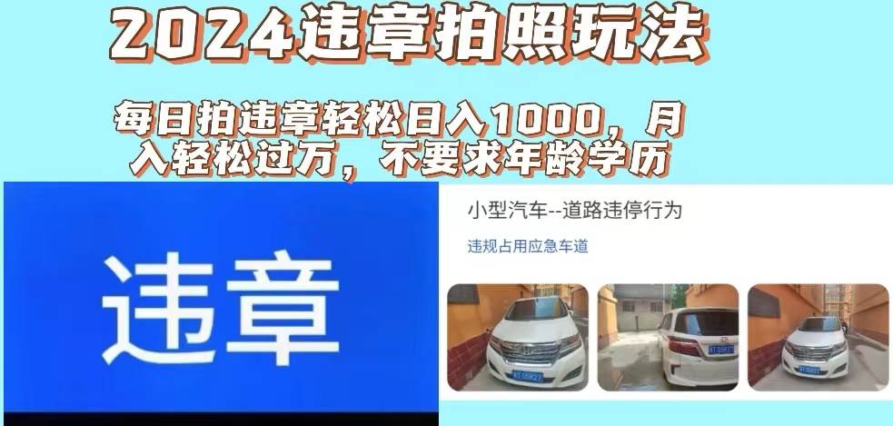 2024违章拍照新玩法，推广躺赚+拍照赚钱双模式，日入1000+-优优资源网