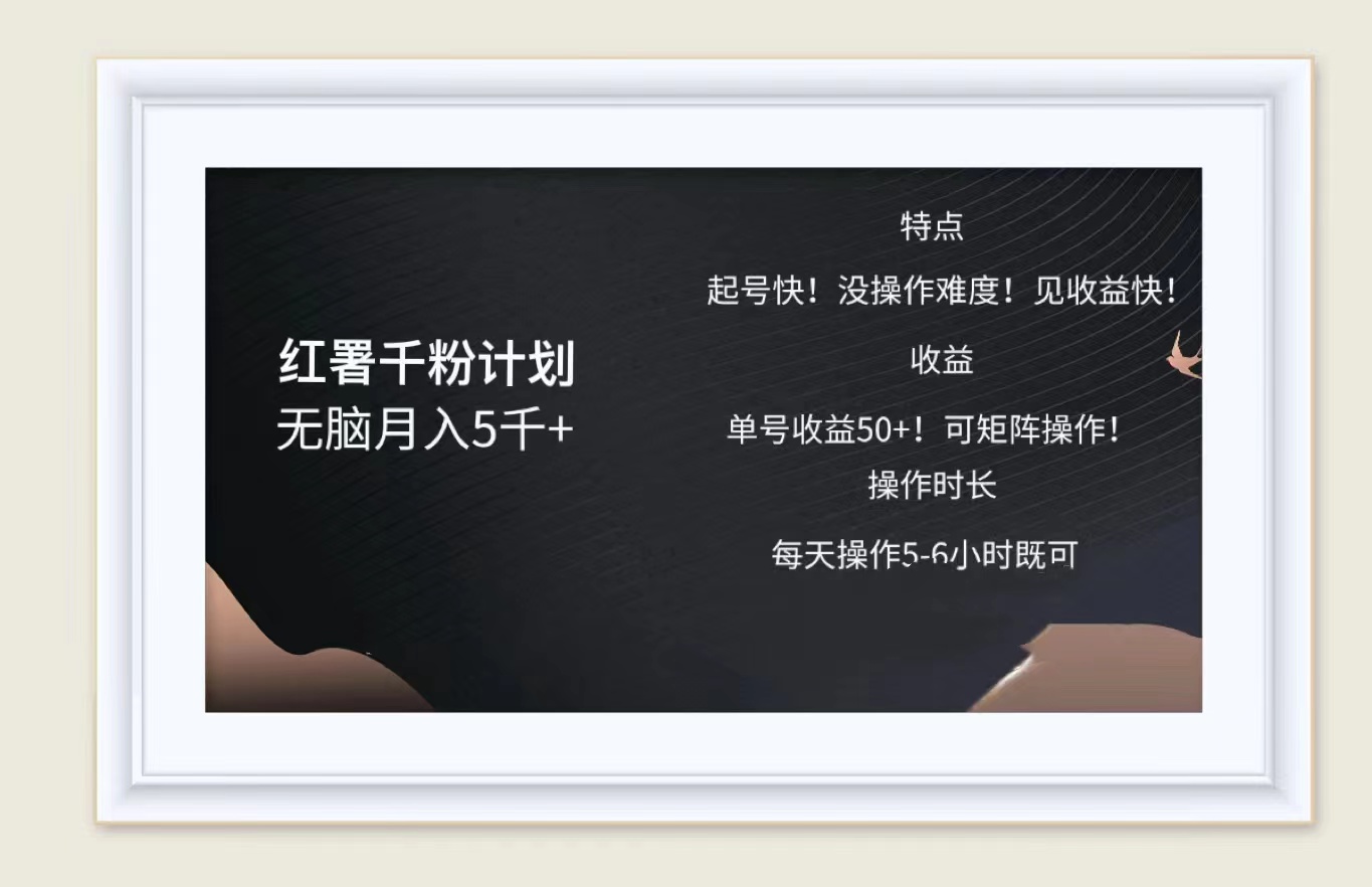 红薯千粉计划无脑月入5千➕！既做既赚！-优优资源网