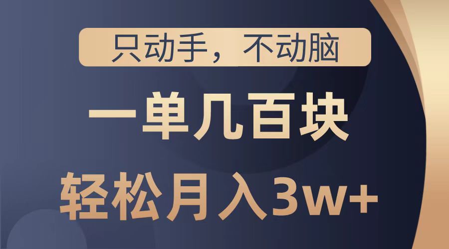 只动手不动脑，一单几百块，轻松月入2w+，看完就能直接操作，详细教程-优优资源网