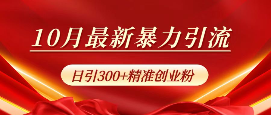 10月最新暴力引流，日引300+精准创业粉-优优资源网