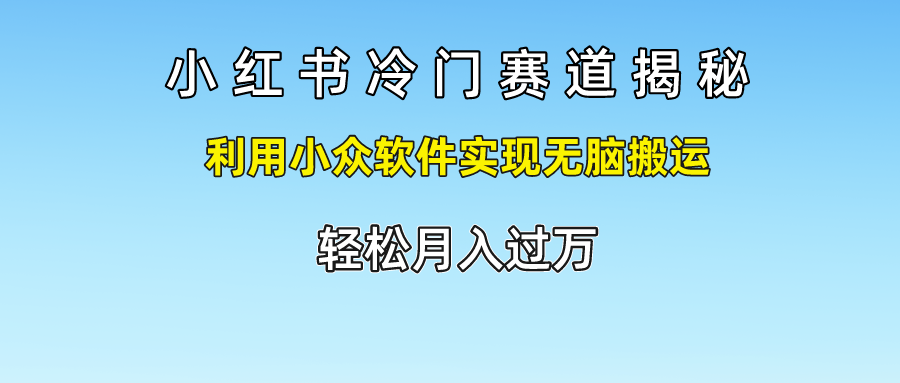 小红书冷门赛道揭秘,轻松月入过万，利用小众软件实现无脑搬运，-优优资源网
