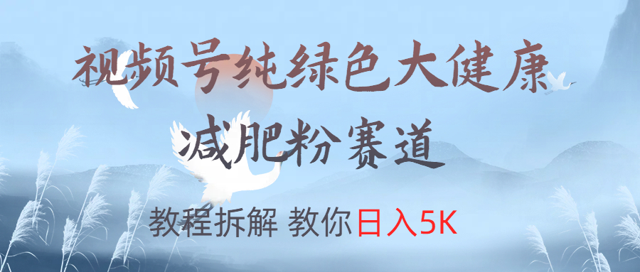 视频号纯绿色大健康粉赛道，教程拆解，教你日入5K-优优资源网