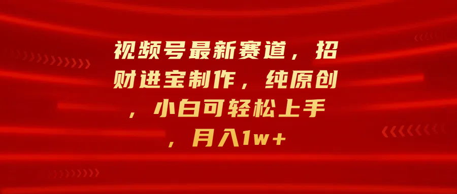 视频号最新赛道，招财进宝制作，纯原创，小白可轻松上手，月入1w+-优优资源网