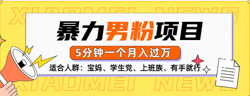 男粉项目，5分钟一个，无脑月入五位数-优优资源网