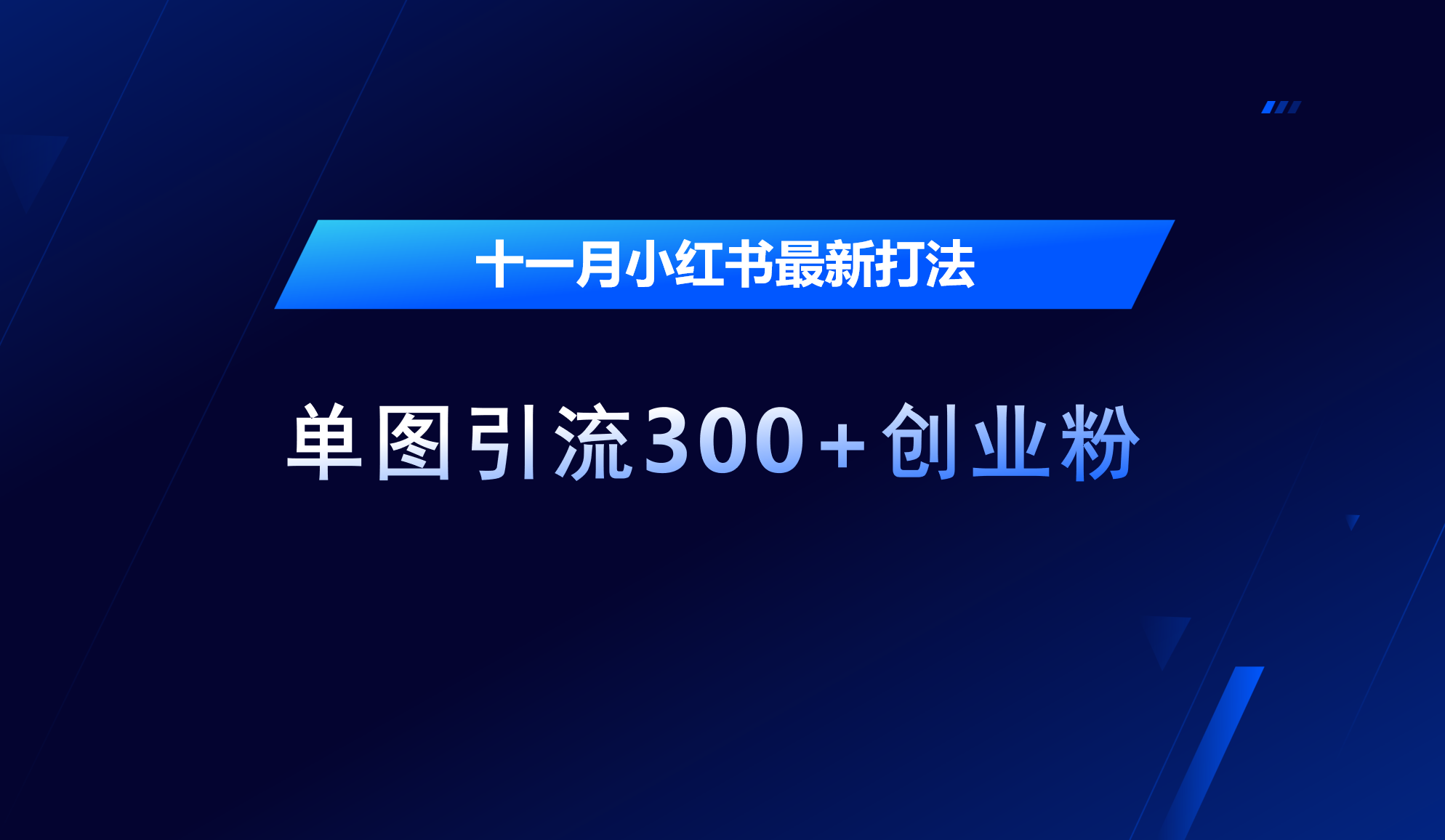 十一月，小红书最新打法，单图引流300+创业粉-优优资源网