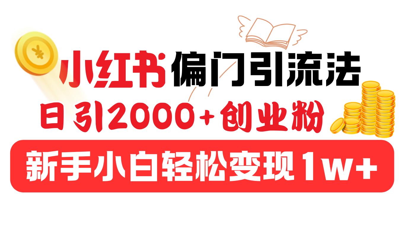 小红书偏门引流法，日引2000+创业粉，新手小白轻松变现1w+-优优资源网