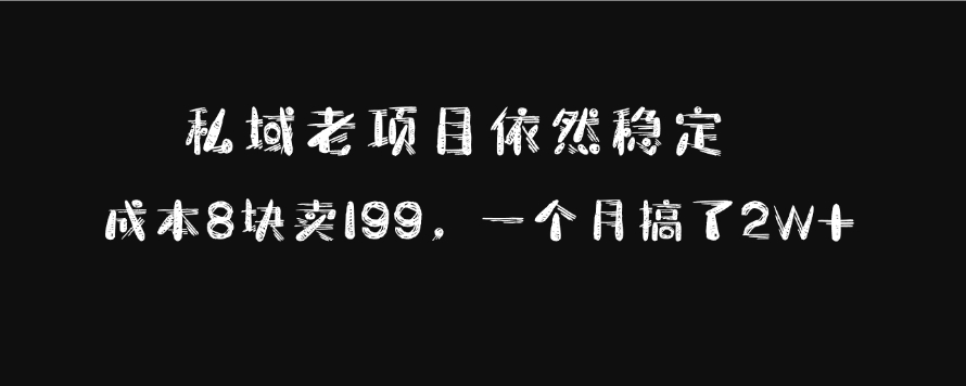 私域老项目依然稳定，成本8块卖199，一个月搞了2W+-优优资源网