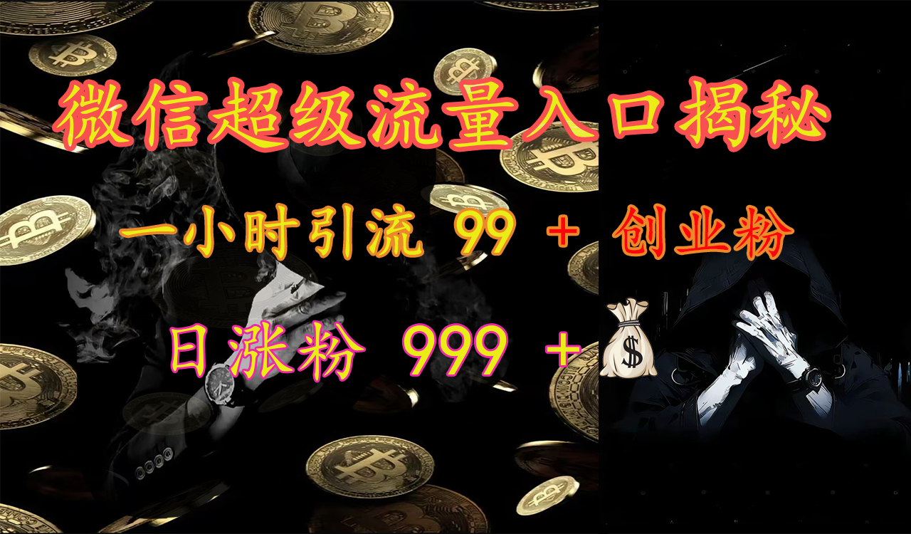 微信超级流量入口揭秘：一小时引流 99 + 创业粉，日涨粉 999 +【揭秘】-优优资源网