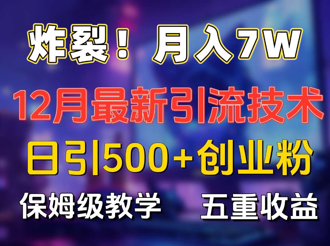 炸裂！月入7W+揭秘12月最新日引流500+精准创业粉，多重收益保姆级教学-优优资源网