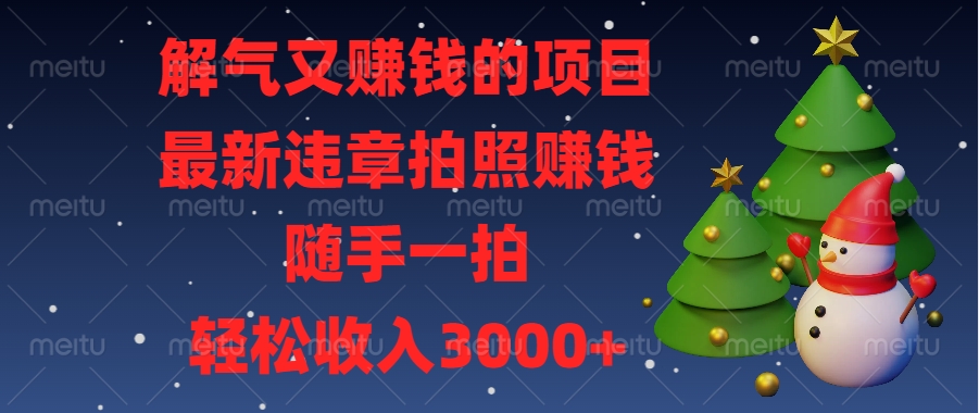 最新违章拍照赚钱，随手一拍，解气又赚钱的项目，轻松收入3000+-优优资源网