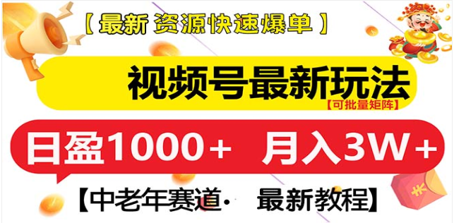 视频号独家玩法，老年养生赛道，无脑搬运爆款视频，日入1000+-优优资源网