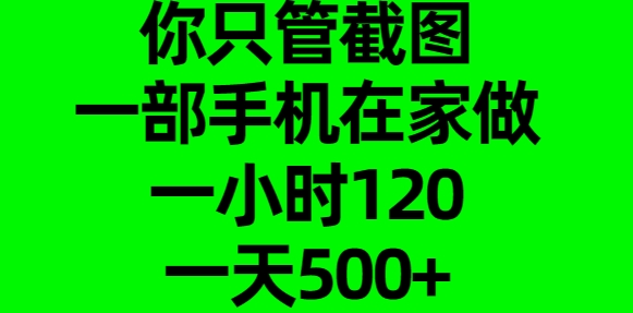 你只管截图，一部手机在家做，一小时120，一天500+-优优资源网