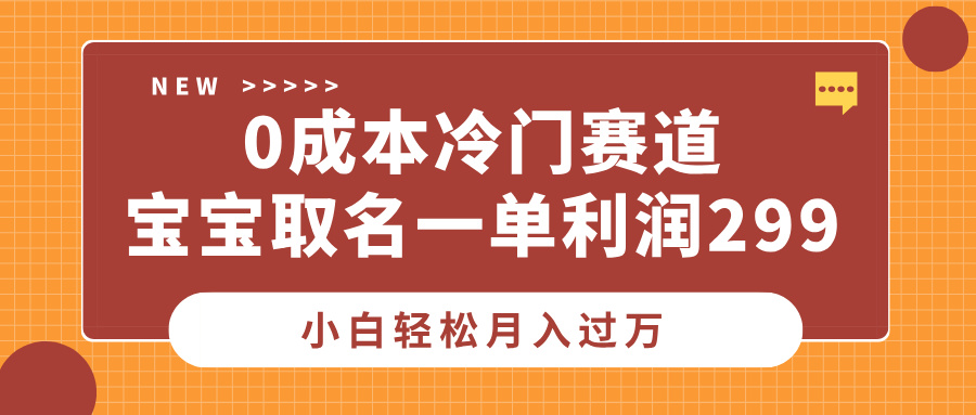 0成本冷门赛道，宝宝取名一单利润299，小白轻松月入过万-优优资源网