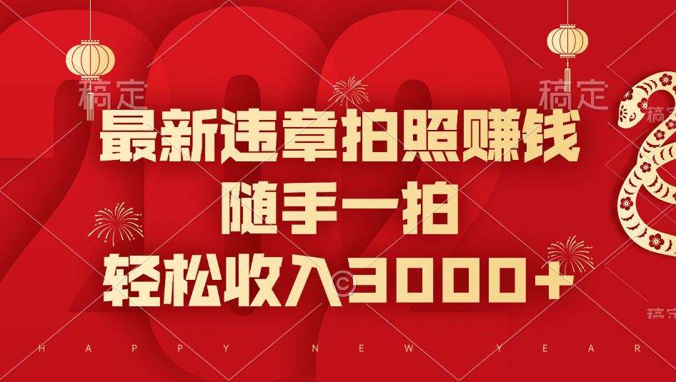 最新违章拍照赚钱，随手一拍，轻松收入3000+-优优资源网