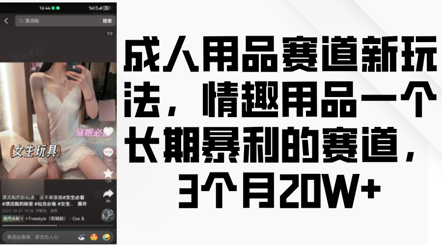 情趣用品一个长期暴利的赛道，成人用品赛道新玩法，3个月20W+-优优资源网