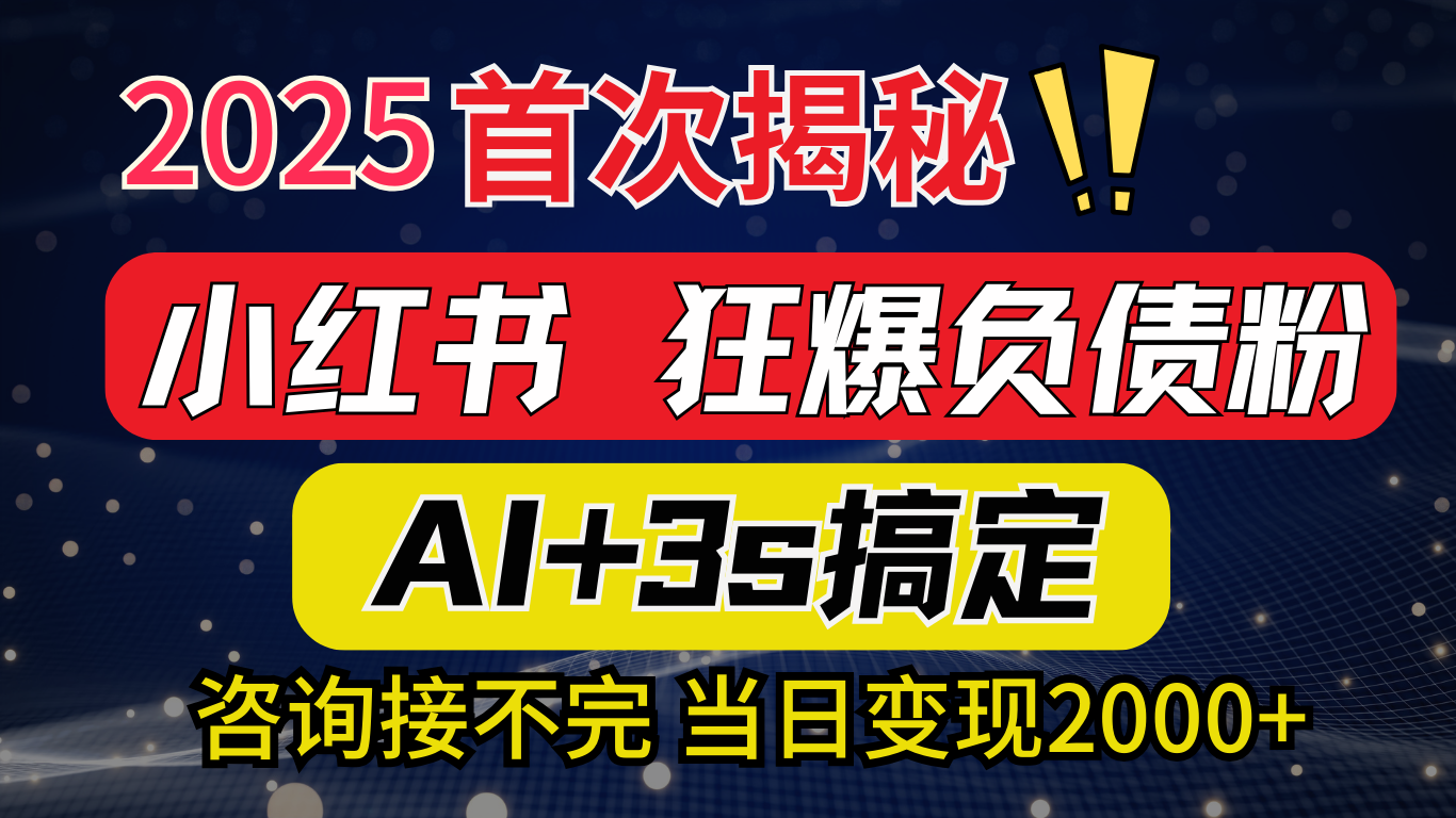 2025引流天花板：最新小红书狂暴负债粉思路，咨询接不断，当日入2000+-优优资源网