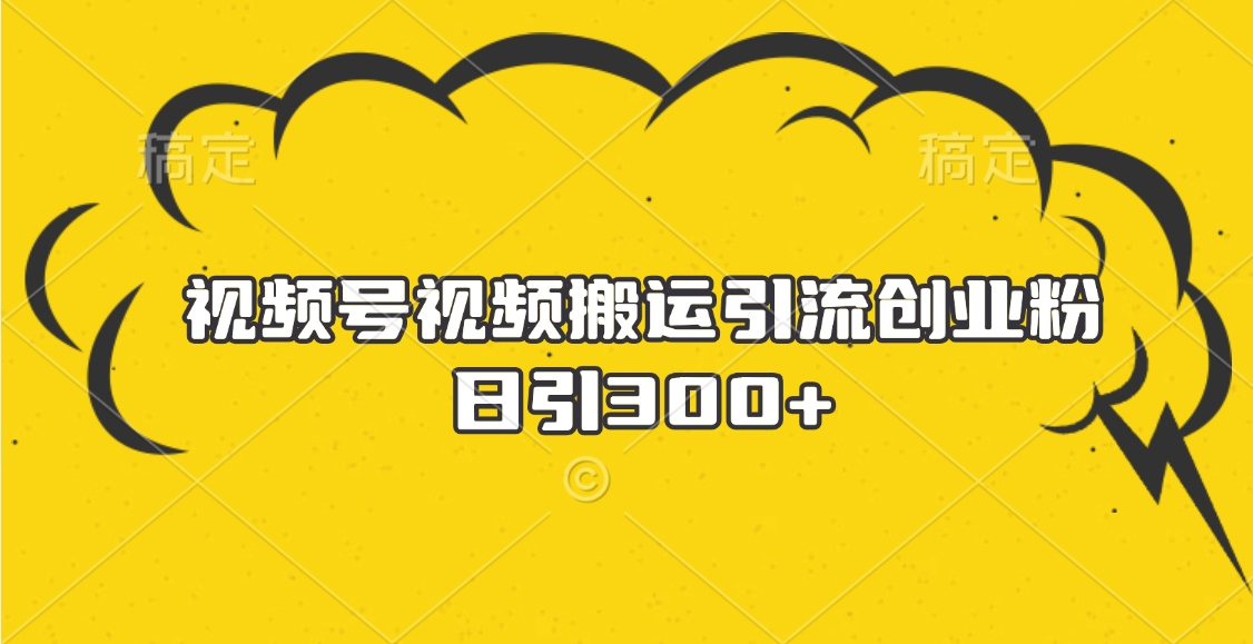 视频号视频搬运引流创业粉，日引300+-优优资源网