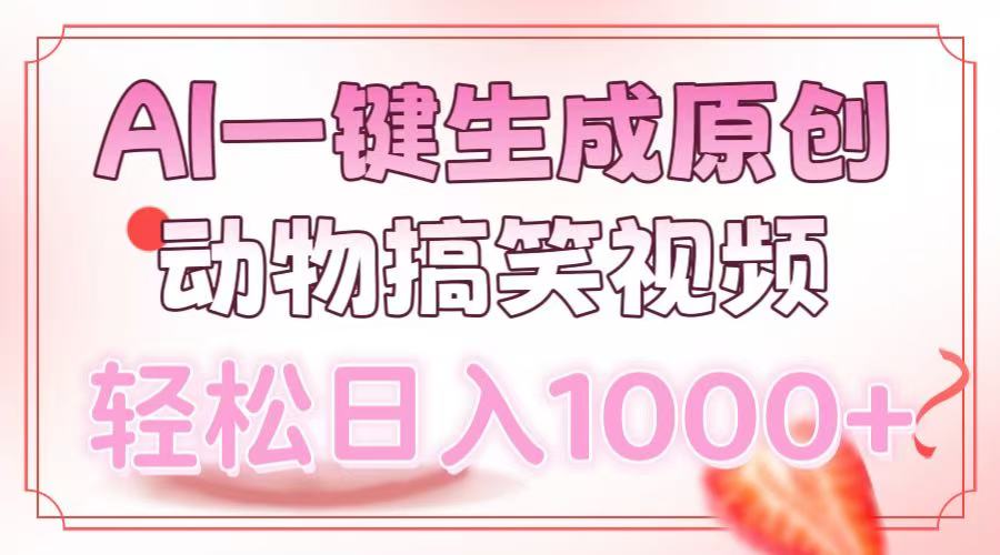 AI一键生成原创动物搞笑视频，轻松日入1000+-优优资源网