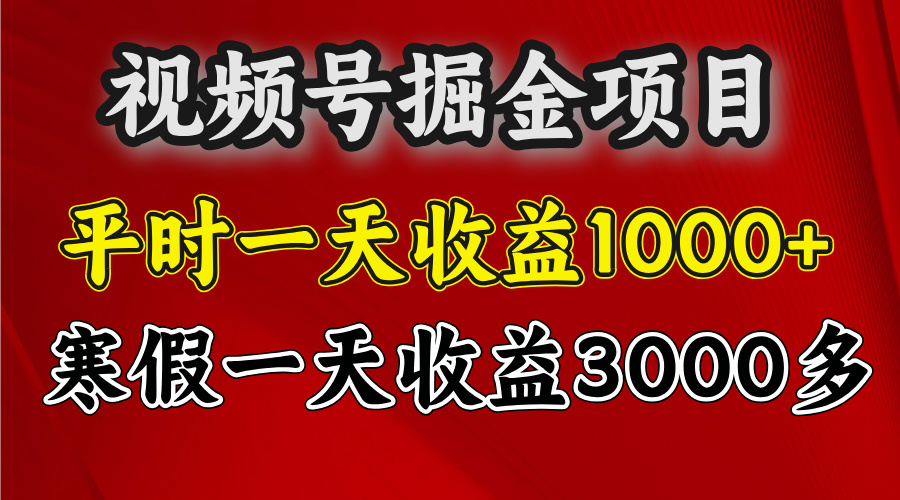 视频号掘金项目，寒假一天收益3000多-优优资源网