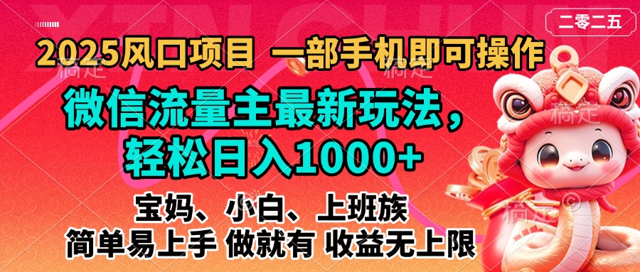 2025蓝海风口项目，微信流量主最新玩法，轻松日入1000+，简单易上手，做就有 收益无上限-优优资源网