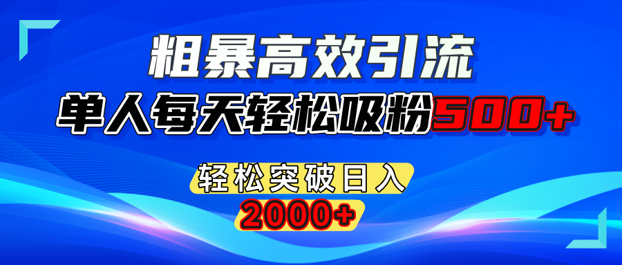 粗暴高效引流,单人每天轻松吸粉500+,轻松突破日入2000+-优优资源网