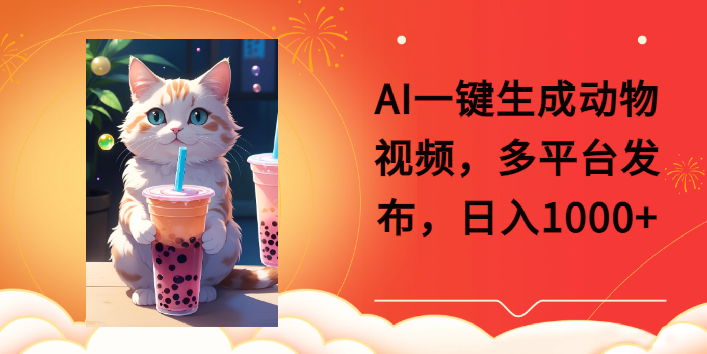 AI一键生成动物搞笑视频，多平台发布，轻松破千万播放，日入2000+-优优资源网