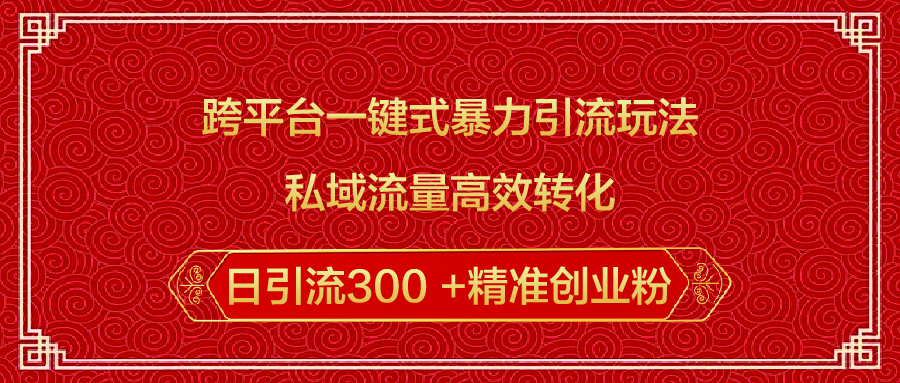 跨平台一键式暴力引流玩法，私域流量高效转化日引流300 +精准创业粉-优优资源网
