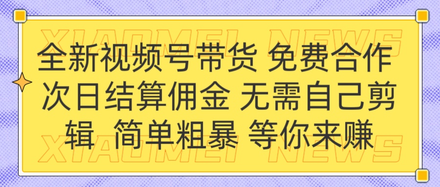 全新视频号 免费合作 佣金次日结算 无需自己剪辑-优优资源网