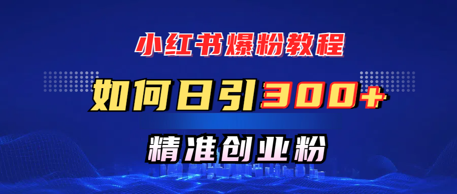 小红书爆粉教程，如何日引300+创业粉，快速实现精准变现！-优优资源网
