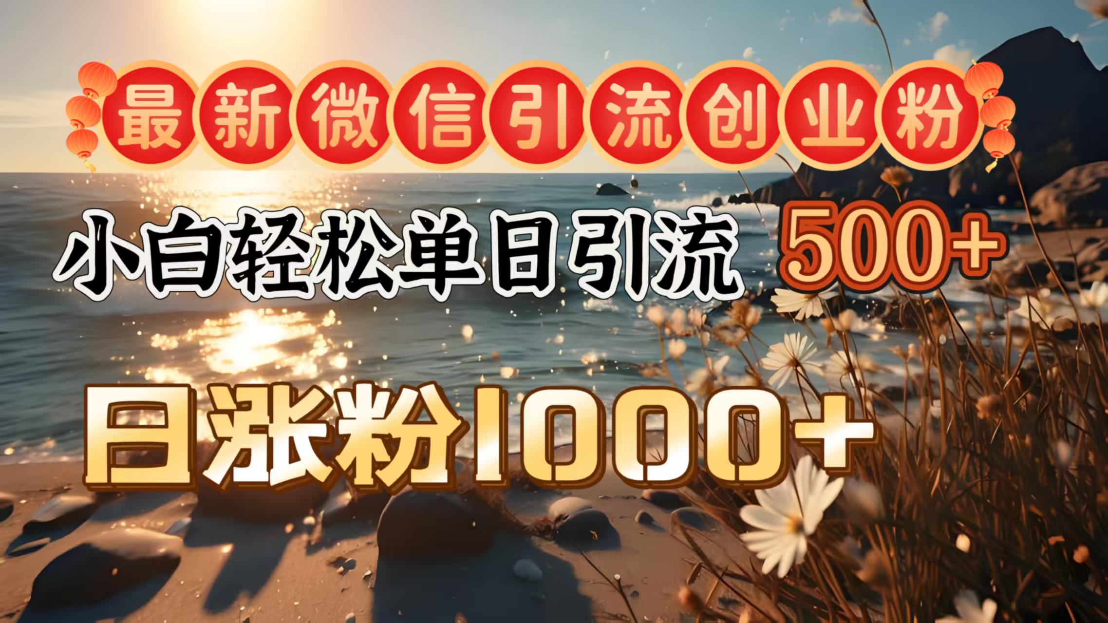 最新微信引流创业粉  ，小白单日轻松引流500＋，日涨粉1000＋-优优资源网
