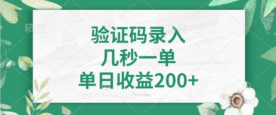 验证码录入，几秒一单，单日收益200+-优优资源网