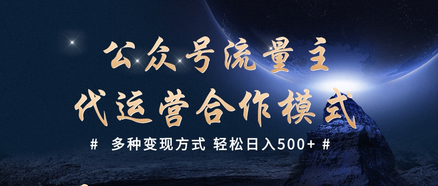 公众号流量主代运营  多种变现方式 轻松日入500+-优优资源网
