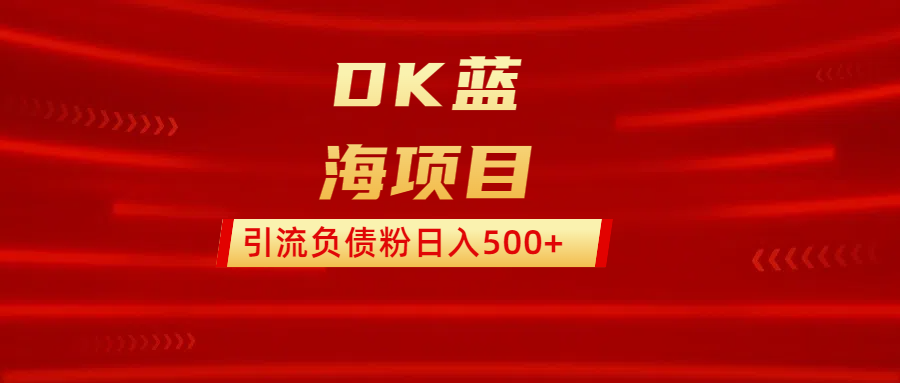 DK蓝海项目  通过，抖音，快手，小红书，引流负债粉日入500+-优优资源网