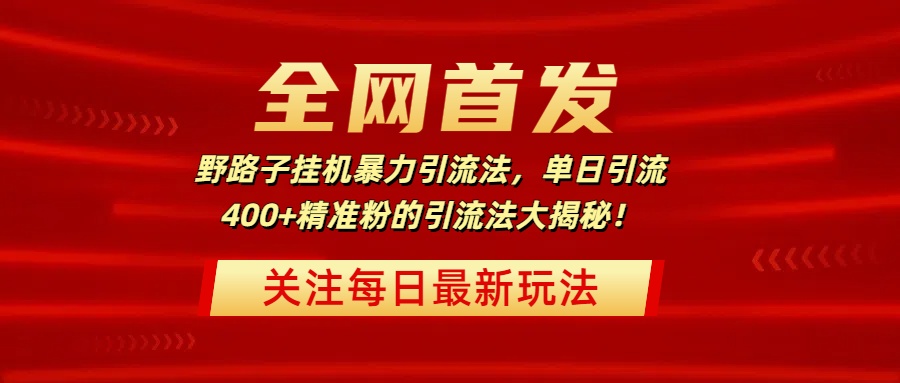 全网首发，野路子挂机暴力引流法，单日引流400+精准粉的引流法大揭秘！-优优资源网