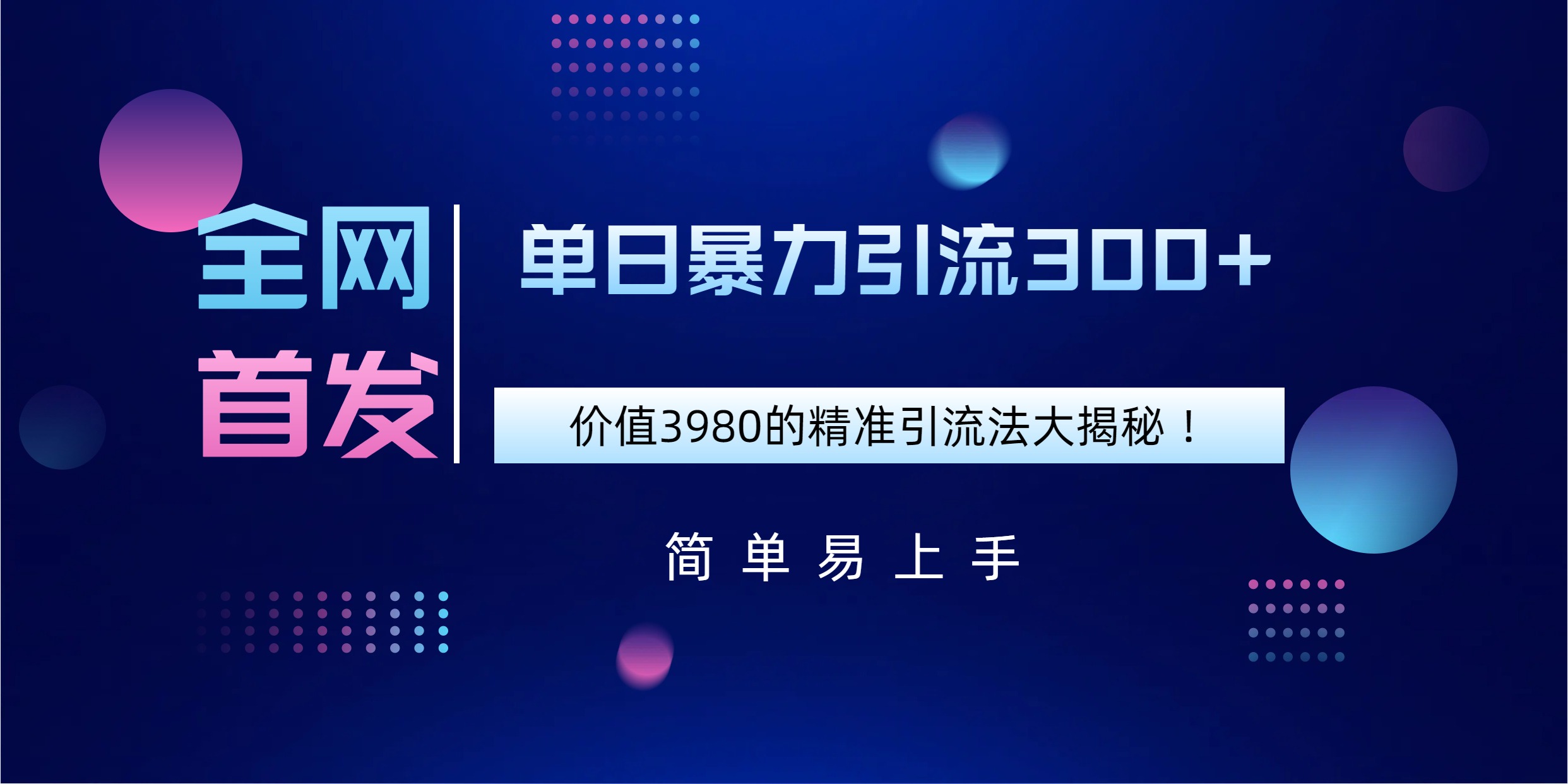 全网首发，价值3980单日暴力引流300+的精准引流法大揭秘！-优优资源网