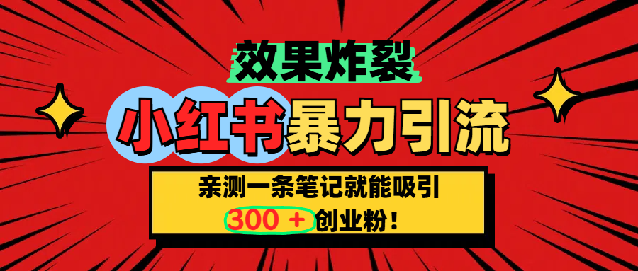 小红书炸裂玩法，亲测一条笔记就能吸引300+精准创业粉！-优优资源网