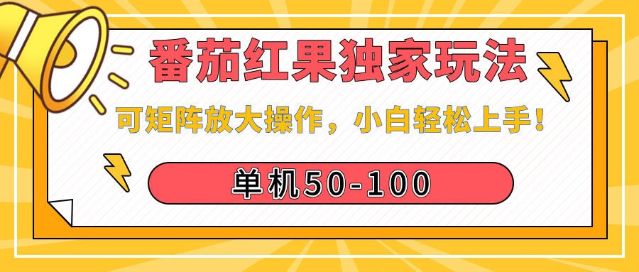 番茄红果独家玩法，单机50-100，可矩阵放大操作，小白轻松上手！-优优资源网