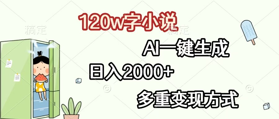 120w字小说，AI一键生成，日入2000+，多重变现方式-优优资源网