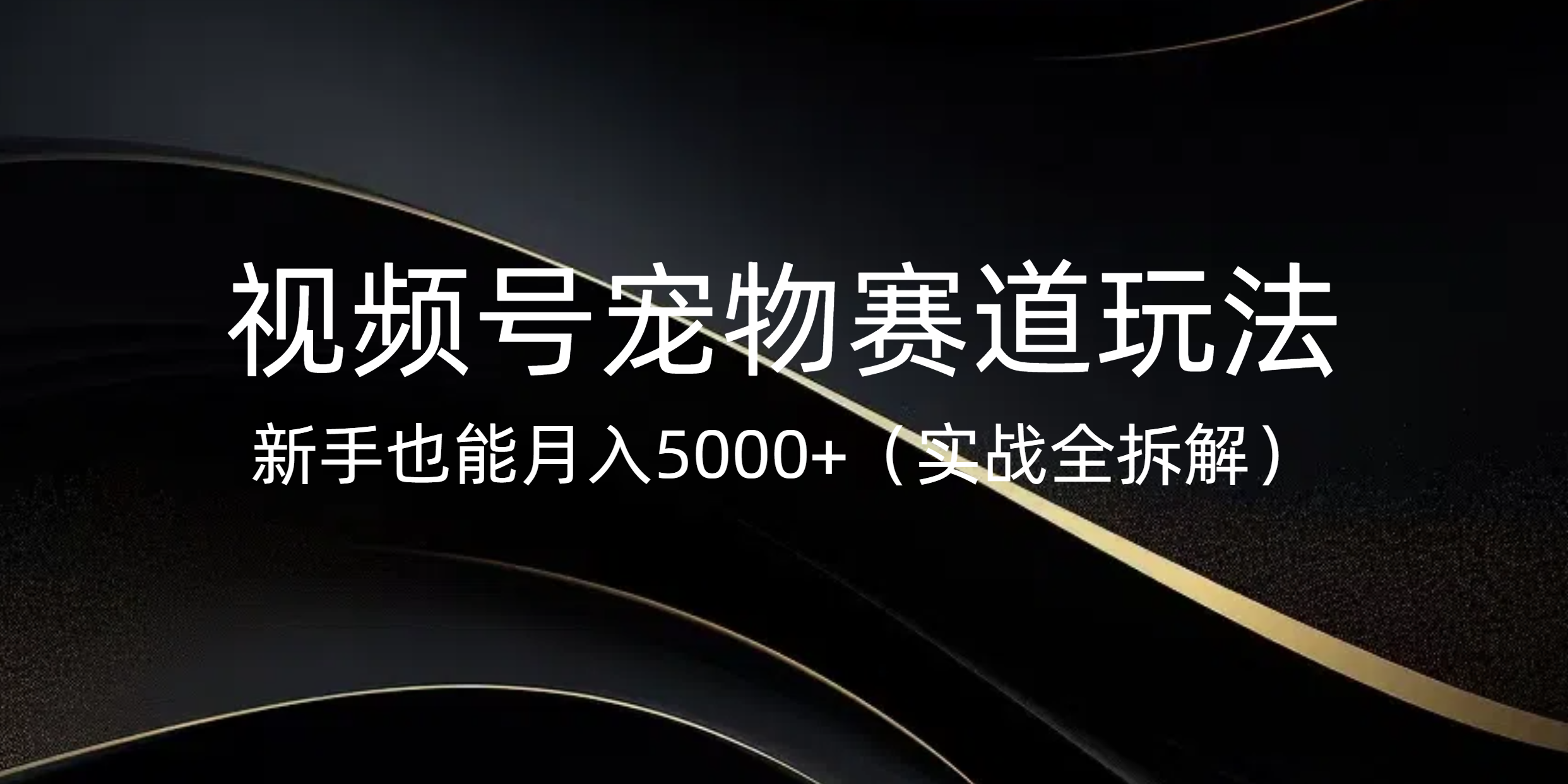 视频号宠物赛道玩法，新手也能月入5000+（实战全拆解）-优优资源网