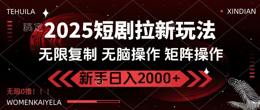 2025短剧拉新玩法，无需注册登录，无限0撸，无脑批量操作日入2000+-优优资源网