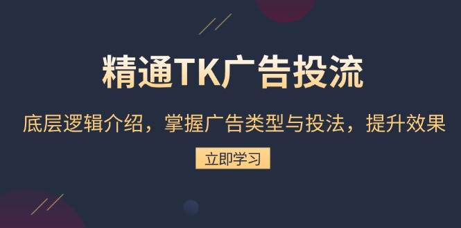 精通TK广告投流：底层逻辑介绍，掌握广告类型与投法，提升效果-优优资源网