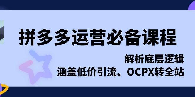 拼多多运营必备课程，解析底层逻辑，涵盖低价引流、OCPX转全站-优优资源网