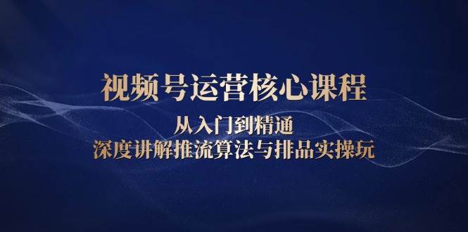 视频号运营核心课程，从入门到精通，深度讲解推流算法与排品实操玩-优优资源网