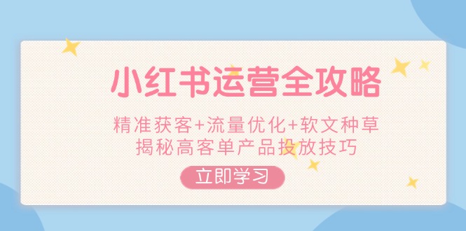 小红书运营全攻略，精准获客+流量优化+软文种草，揭秘高客单产品投放技巧-优优资源网