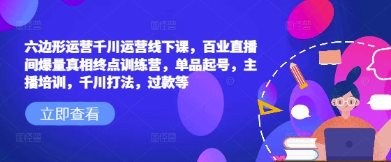 六边形运营千川运营线下课，百业直播间爆量真相终点训练营，单品起号，主播培训，千川打法，过款等-优优资源网