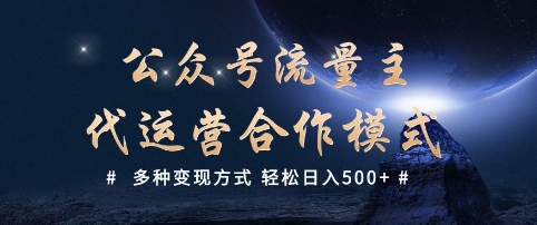 公众号流量主代运营  多种变现方式 轻松日入5张-优优资源网